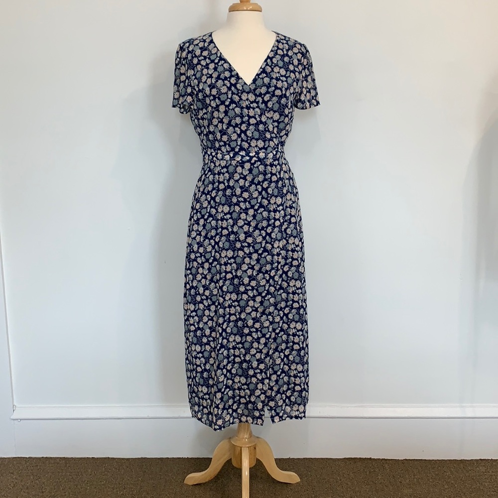 Madewell Navy Blue Floral Midi Dress